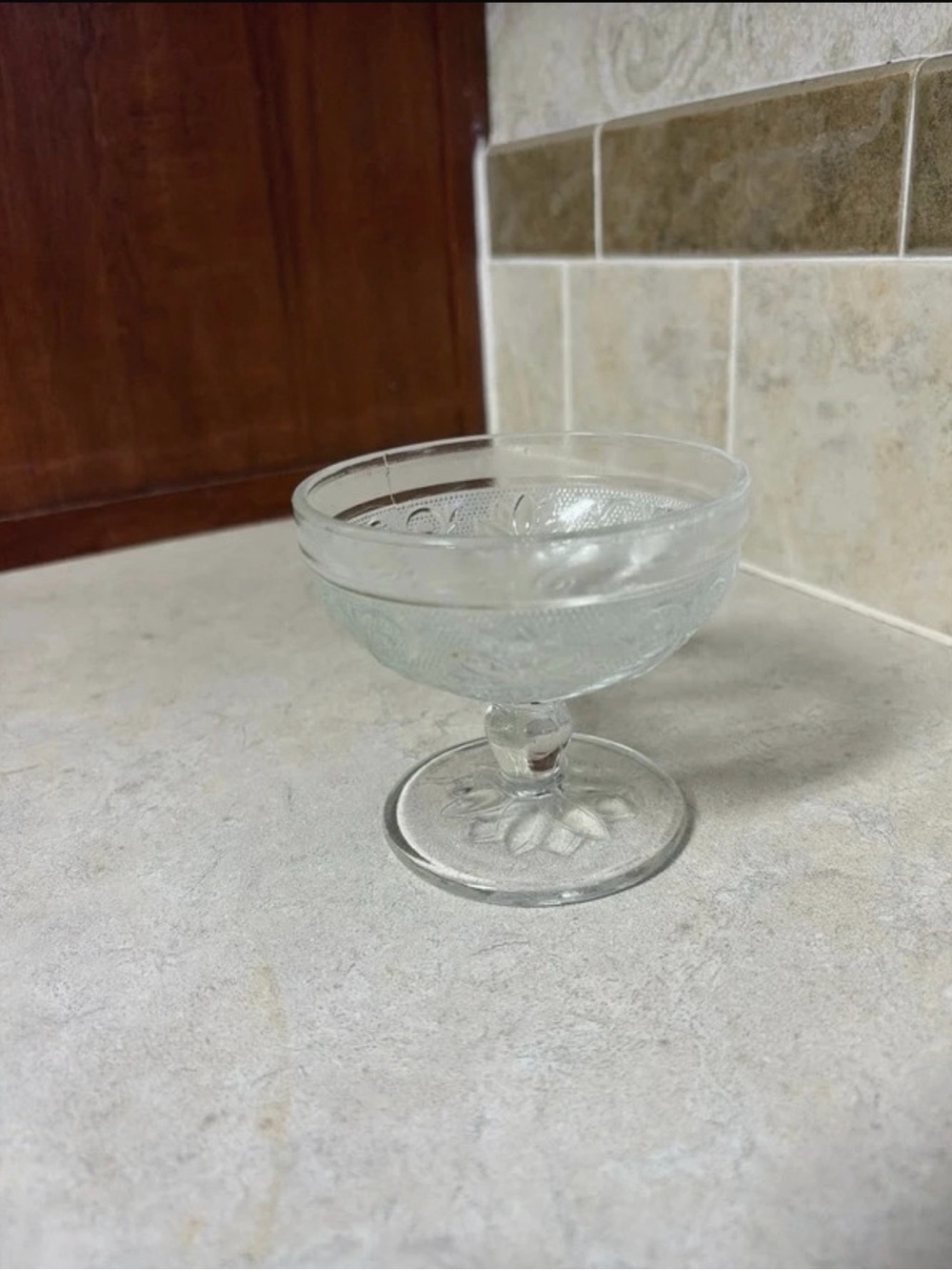 Clear Pressed Glass Dessert Coupe - Elegant Glass Serving Bowl
